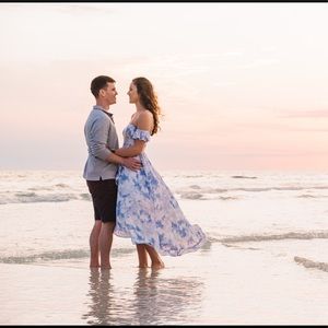 Dreamy maxi dress with off the should sleeves and strappy back